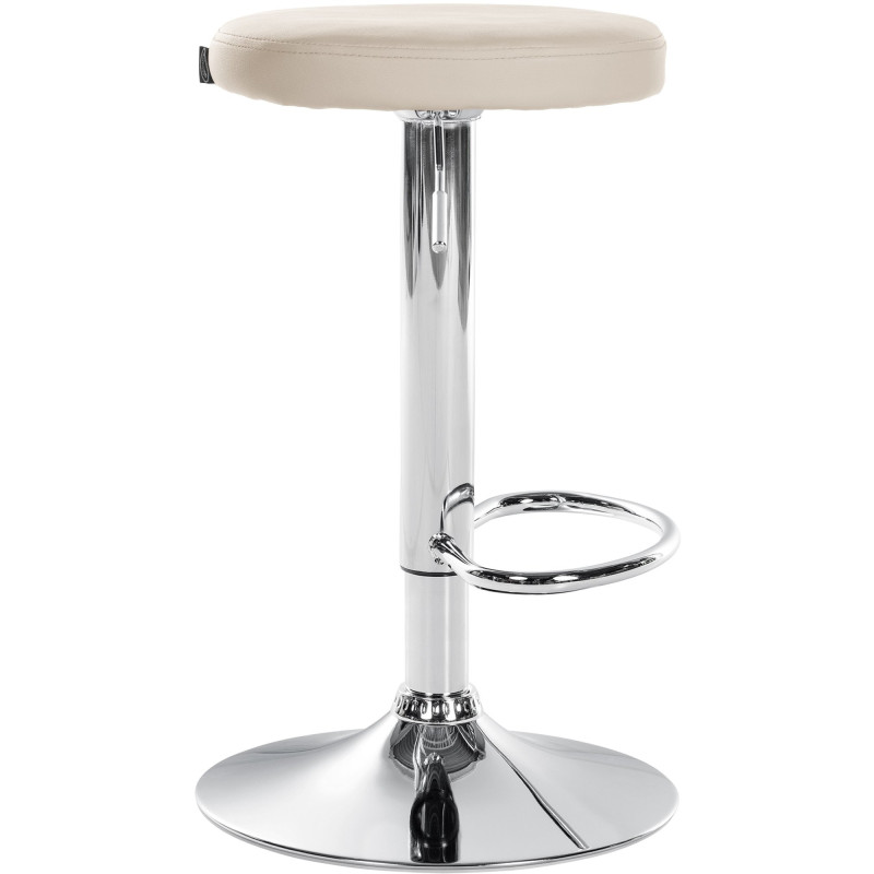 Tabouret de bar design pivotant en Polyuréthane Blanc crème Métal Chromé Brillant Tao - 3