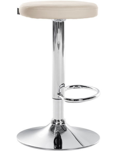 Tabouret de bar design pivotant en Polyuréthane Blanc crème Métal Chromé Brillant Tao - 3