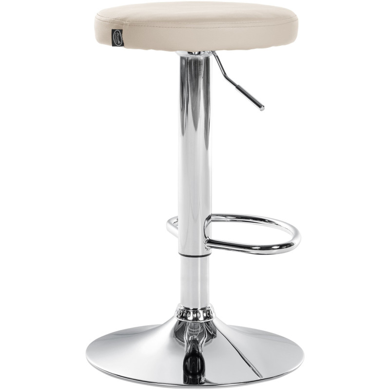 Tabouret de bar design pivotant en Polyuréthane Blanc crème Métal Chromé Brillant Tao - 4
