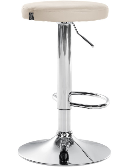 Tabouret de bar design pivotant en Polyuréthane Blanc crème Métal Chromé Brillant Tao - 4