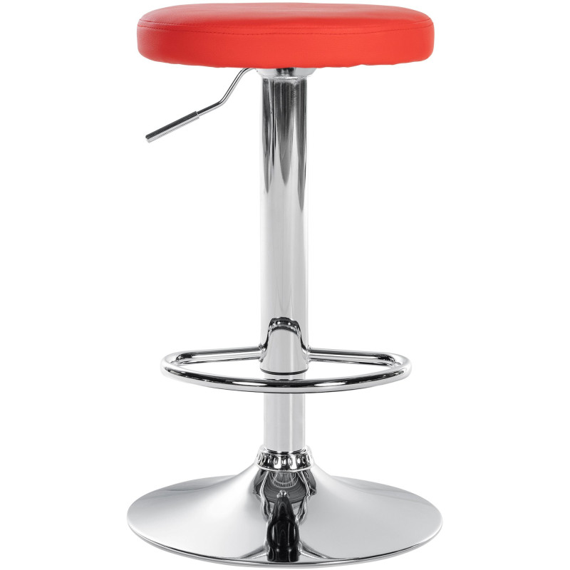 Tabouret de bar design pivotant en Polyuréthane Rouge Métal Chromé Brillant Tao - 2