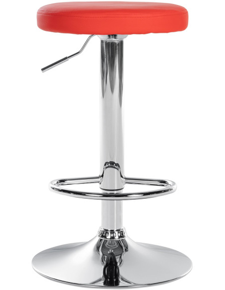 Tabouret de bar design pivotant en Polyuréthane Rouge Métal Chromé Brillant Tao - 2
