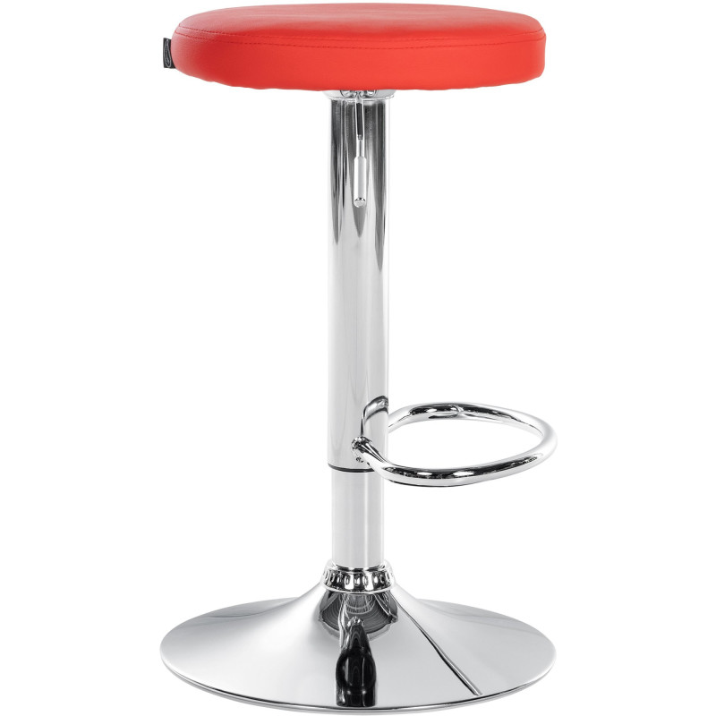 Tabouret de bar design pivotant en Polyuréthane Rouge Métal Chromé Brillant Tao - 3