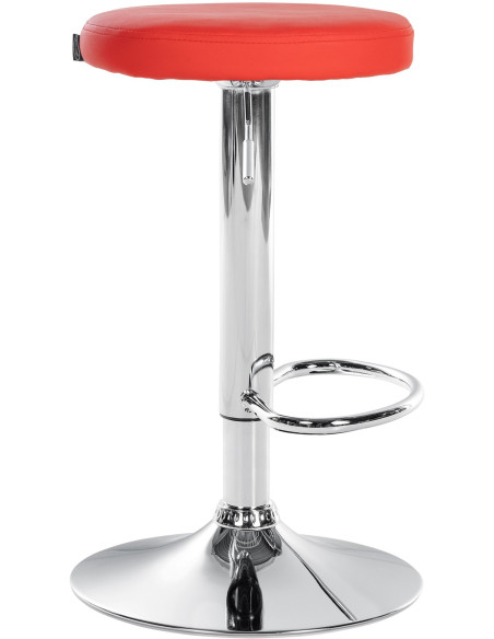 Tabouret de bar design pivotant en Polyuréthane Rouge Métal Chromé Brillant Tao - 3