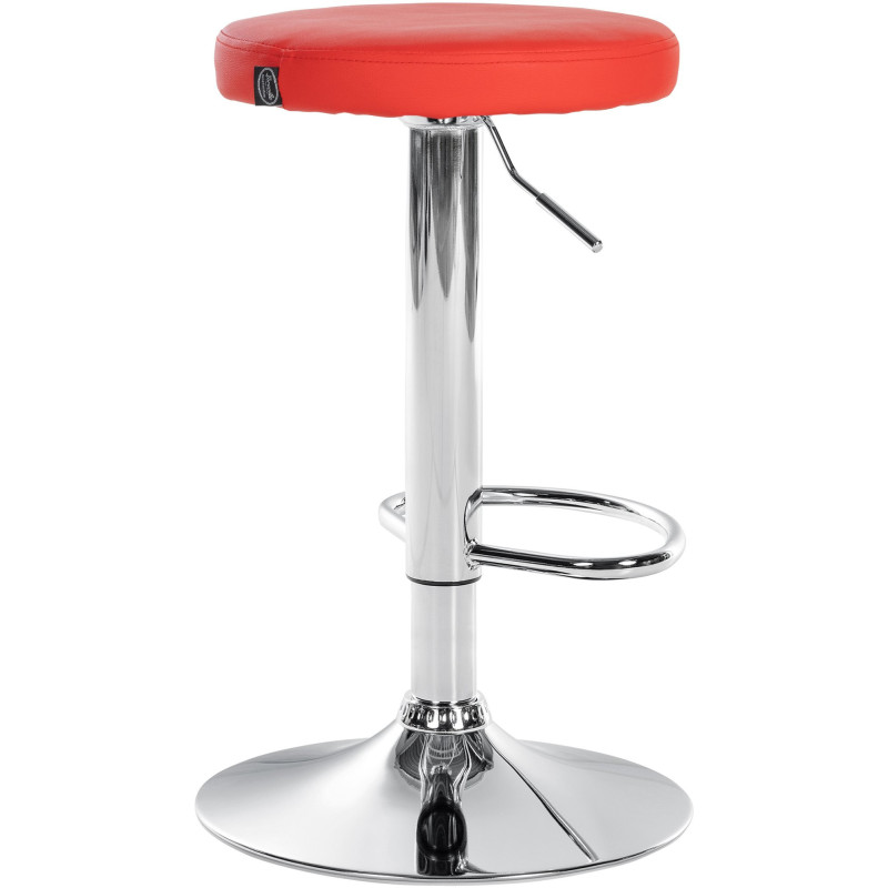 Tabouret de bar design pivotant en Polyuréthane Rouge Métal Chromé Brillant Tao - 4
