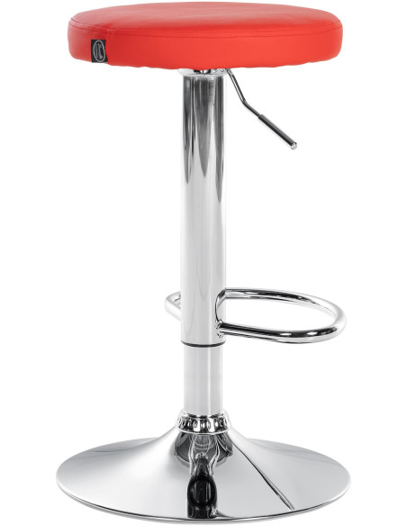 Tabouret de bar design pivotant en Polyuréthane Rouge Métal Chromé Brillant Tao - 4
