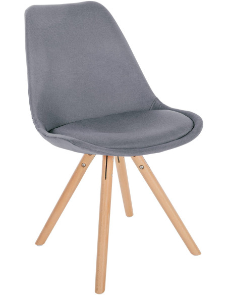 Chaise moderne scandinave en Tissu Gris clair Bois Naturel Kalia - 1