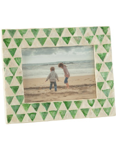 Cadre photo Nuye en Bois Coquillage Vert Blanc Motif mosaïque pour photo 18x13 - 1