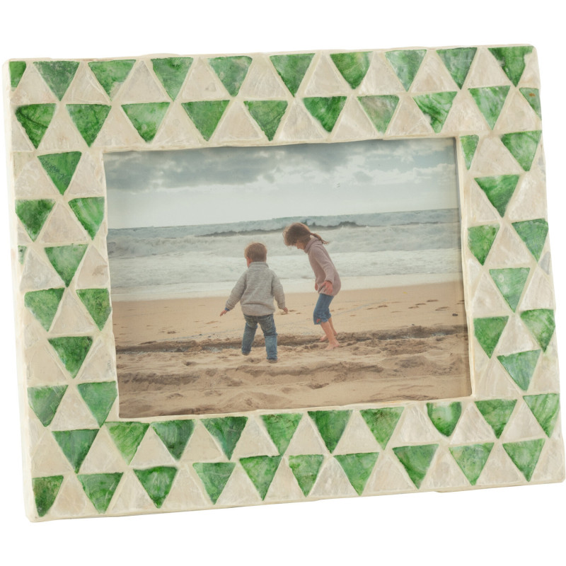 Cadre photo Nuye en Bois Coquillage Vert Blanc Motif mosaïque pour photo 18x13 - 1