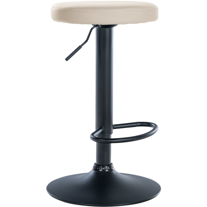 Tabouret de bar design pivotant en Polyuréthane Blanc crème Métal Noir Mat Tao - 1