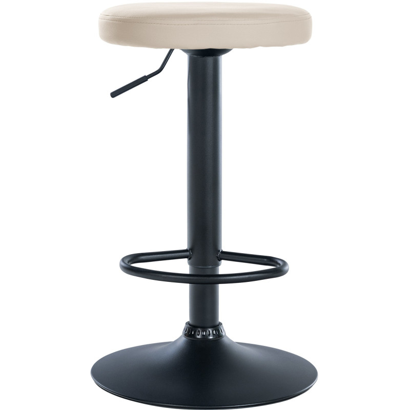 Tabouret de bar design pivotant en Polyuréthane Blanc crème Métal Noir Mat Tao - 2
