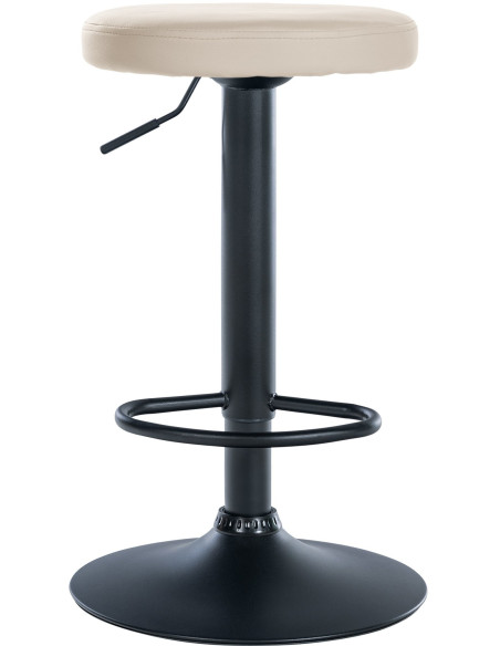 Tabouret de bar design pivotant en Polyuréthane Blanc crème Métal Noir Mat Tao - 2
