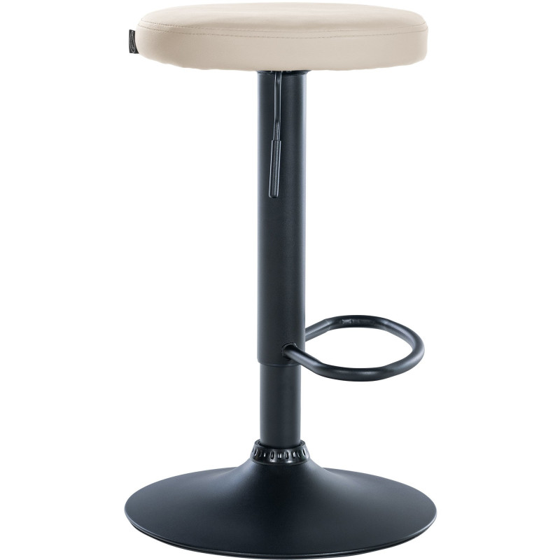 Tabouret de bar design pivotant en Polyuréthane Blanc crème Métal Noir Mat Tao - 3