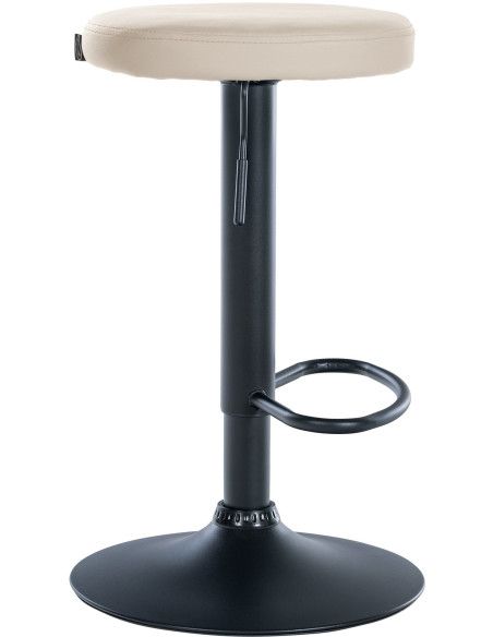 Tabouret de bar design pivotant en Polyuréthane Blanc crème Métal Noir Mat Tao - 3