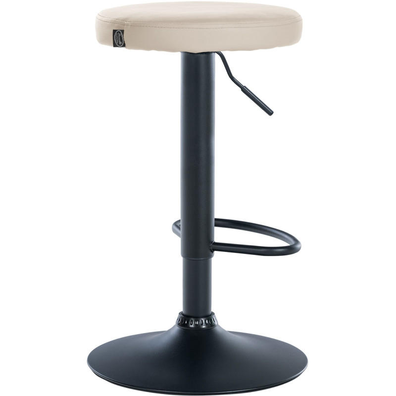 Tabouret de bar design pivotant en Polyuréthane Blanc crème Métal Noir Mat Tao - 4