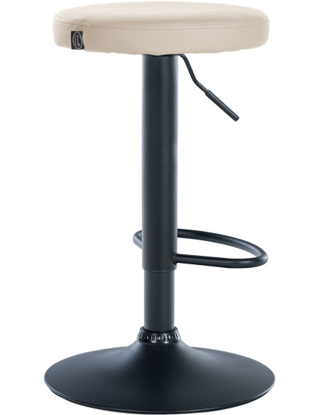Tabouret de bar design pivotant en Polyuréthane Blanc crème Métal Noir Mat Tao - 4