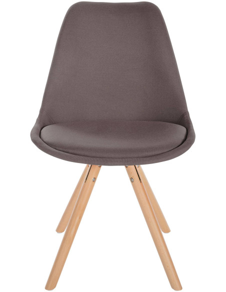 Chaise moderne scandinave en Tissu Taupe Bois Naturel Kalia - 2