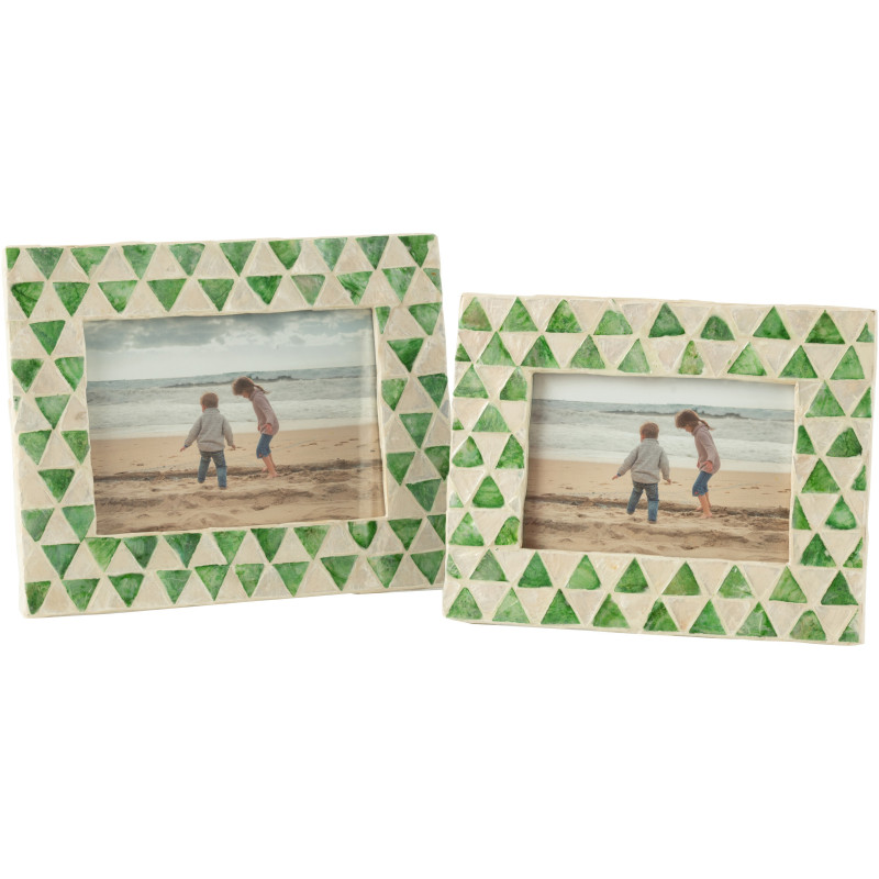 Cadre photo Nuye en Bois Coquillage Vert Blanc Motif mosaïque pour photo 18x13 - 2