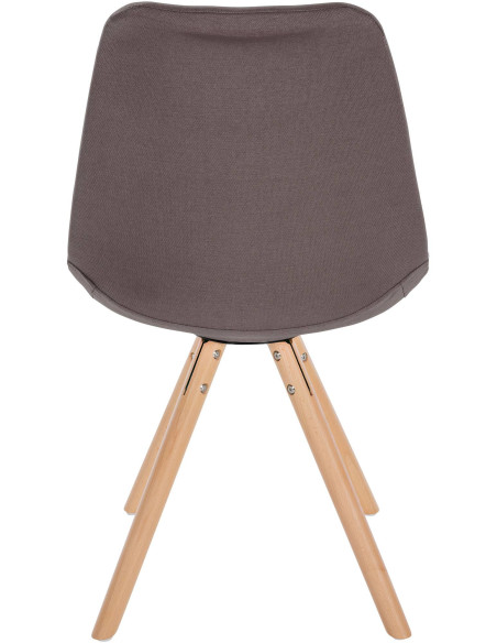 Chaise moderne scandinave en Tissu Taupe Bois Naturel Kalia - 4