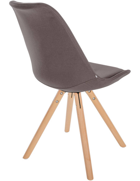 Chaise moderne scandinave en Tissu Taupe Bois Naturel Kalia - 5