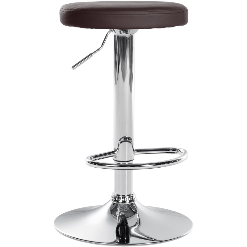 Tabouret de bar design pivotant en Polyuréthane Marron Métal Chromé Brillant Tao - 1
