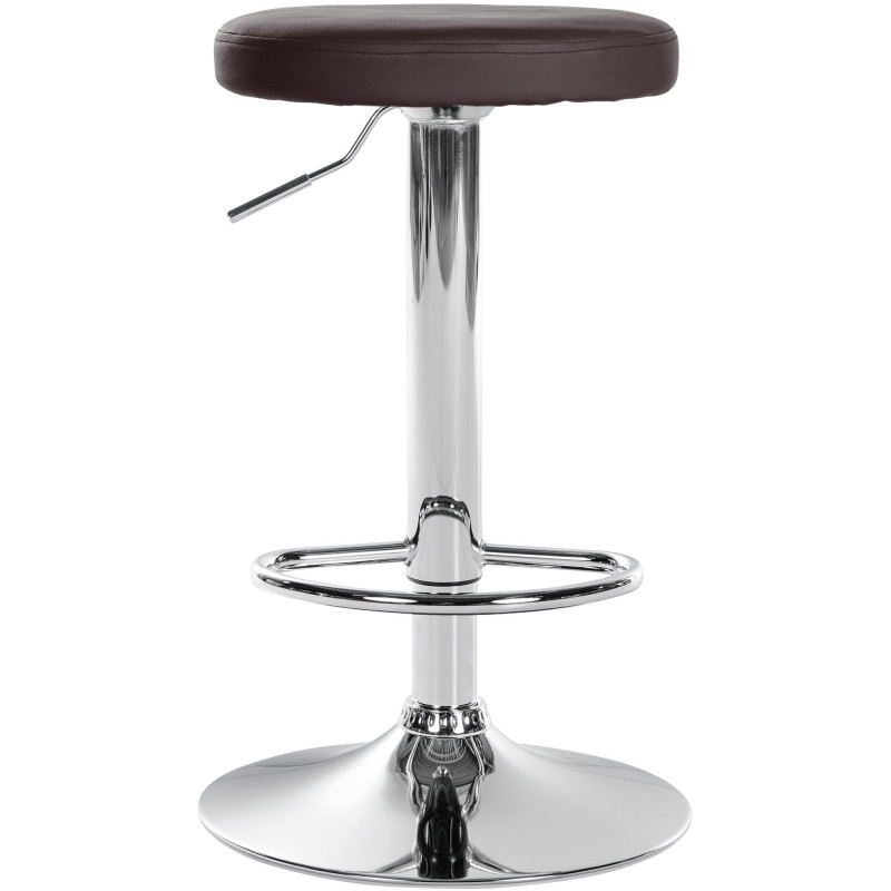 Tabouret de bar design pivotant en Polyuréthane Marron Métal Chromé Brillant Tao - 2