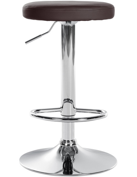 Tabouret de bar design pivotant en Polyuréthane Marron Métal Chromé Brillant Tao - 2