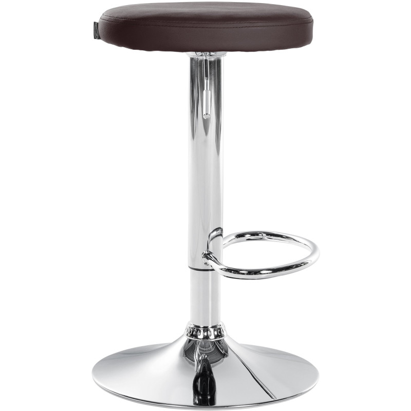 Tabouret de bar design pivotant en Polyuréthane Marron Métal Chromé Brillant Tao - 3