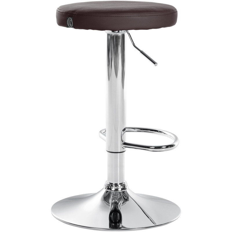 Tabouret de bar design pivotant en Polyuréthane Marron Métal Chromé Brillant Tao - 4