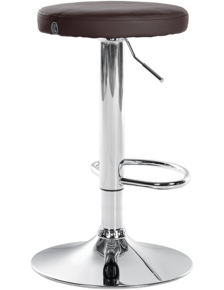 Tabouret de bar design pivotant en Polyuréthane Marron Métal Chromé Brillant Tao - 4