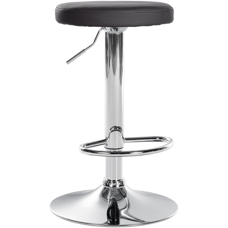 Tabouret de bar design pivotant en Polyuréthane Noir Métal Chromé Brillant Tao - 1
