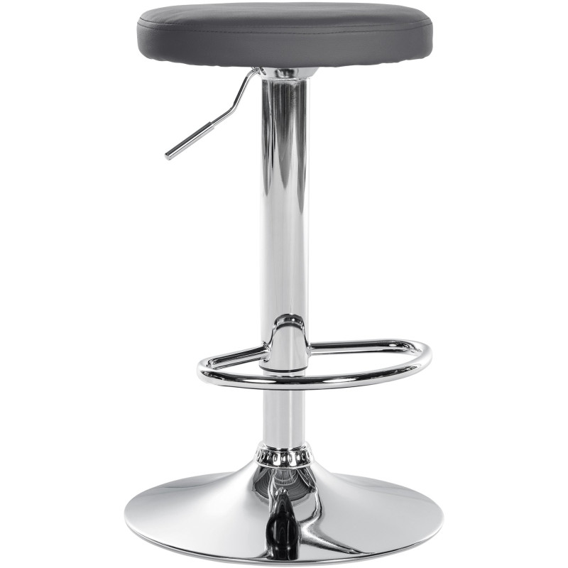 Tabouret de bar design pivotant en Polyuréthane Gris Métal Chromé Brillant Tao - 1