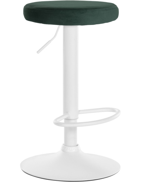 Tabouret de bar design pivotant en Velours Vert foncé Métal Blanc Mat Tao - 1