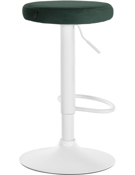 Tabouret de bar design pivotant en Velours Vert foncé Métal Blanc Mat Tao - 4