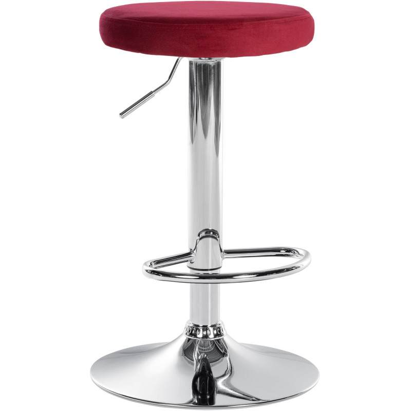 Tabouret de bar design pivotant en Velours Rouge Métal Chromé Brillant Tao - 1