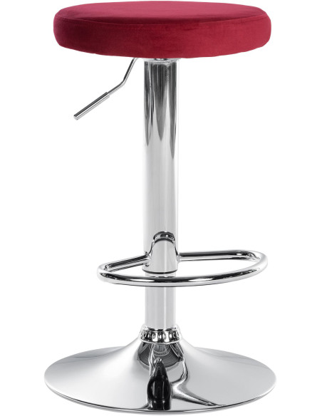 Tabouret de bar design pivotant en Velours Rouge Métal Chromé Brillant Tao - 1