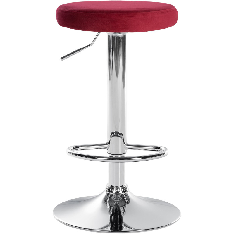 Tabouret de bar design pivotant en Velours Rouge Métal Chromé Brillant Tao - 2