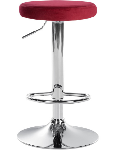 Tabouret de bar design pivotant en Velours Rouge Métal Chromé Brillant Tao - 2