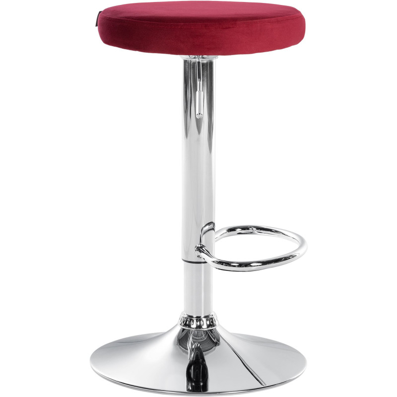 Tabouret de bar design pivotant en Velours Rouge Métal Chromé Brillant Tao - 3