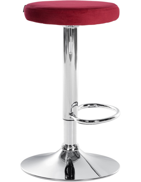 Tabouret de bar design pivotant en Velours Rouge Métal Chromé Brillant Tao - 3