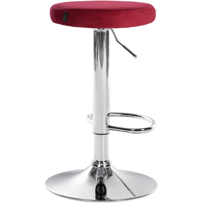Tabouret de bar design pivotant en Velours Rouge Métal Chromé Brillant Tao - 4