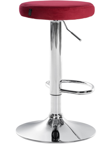 Tabouret de bar design pivotant en Velours Rouge Métal Chromé Brillant Tao - 4