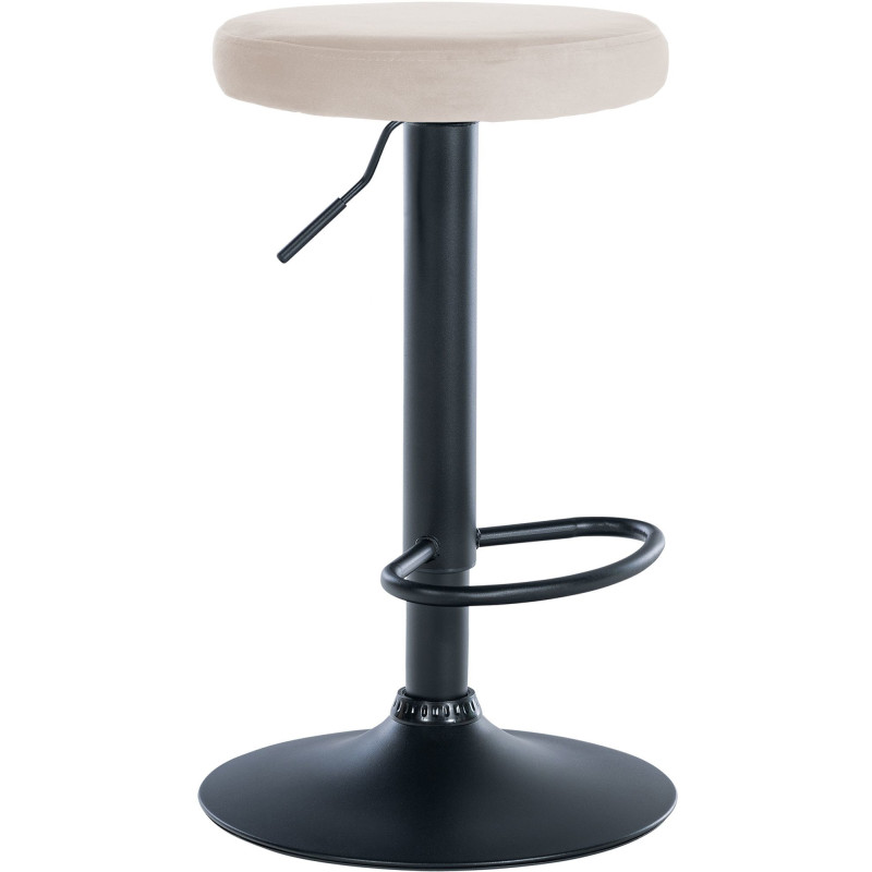 Tabouret de bar design pivotant en Velours Blanc crème Métal Noir Mat Tao - 1