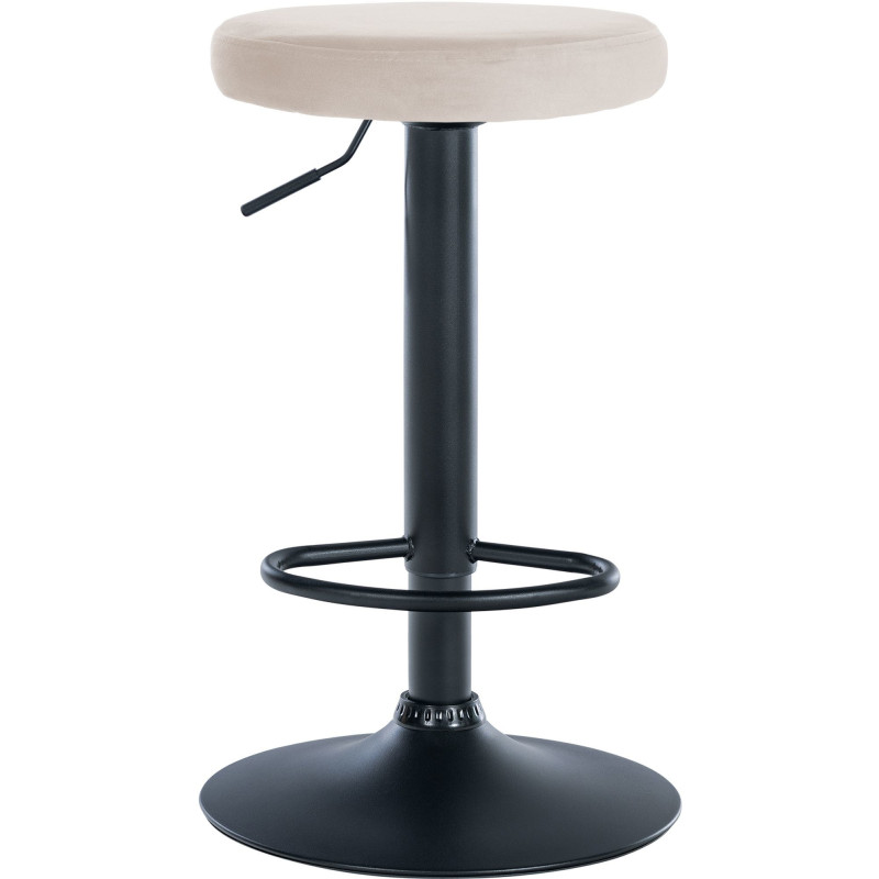 Tabouret de bar design pivotant en Velours Blanc crème Métal Noir Mat Tao - 2