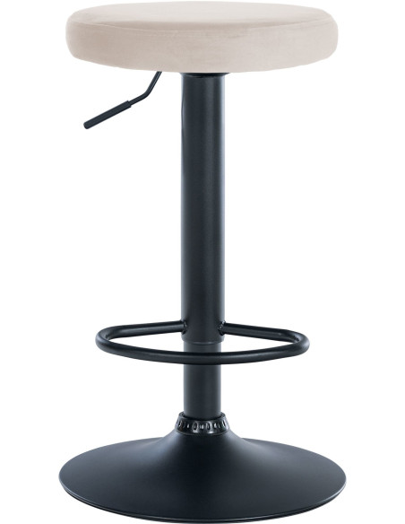 Tabouret de bar design pivotant en Velours Blanc crème Métal Noir Mat Tao - 2