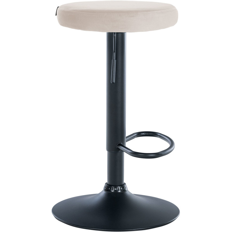 Tabouret de bar design pivotant en Velours Blanc crème Métal Noir Mat Tao - 3