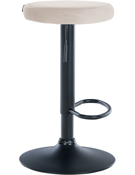 Tabouret de bar design pivotant en Velours Blanc crème Métal Noir Mat Tao - 3