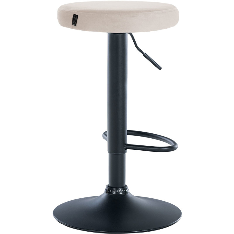 Tabouret de bar design pivotant en Velours Blanc crème Métal Noir Mat Tao - 4