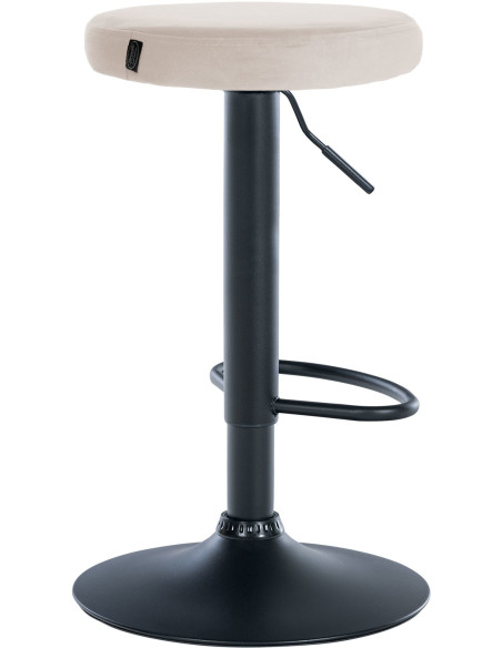 Tabouret de bar design pivotant en Velours Blanc crème Métal Noir Mat Tao - 4