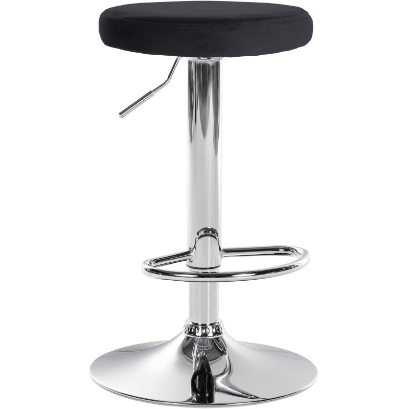 Tabouret de bar design pivotant en Velours Noir Métal Chromé Brillant Tao - 1